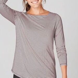 J. Jill Excellent Fit Striped Boatneck Keyhole Long-Sleeve Top XL